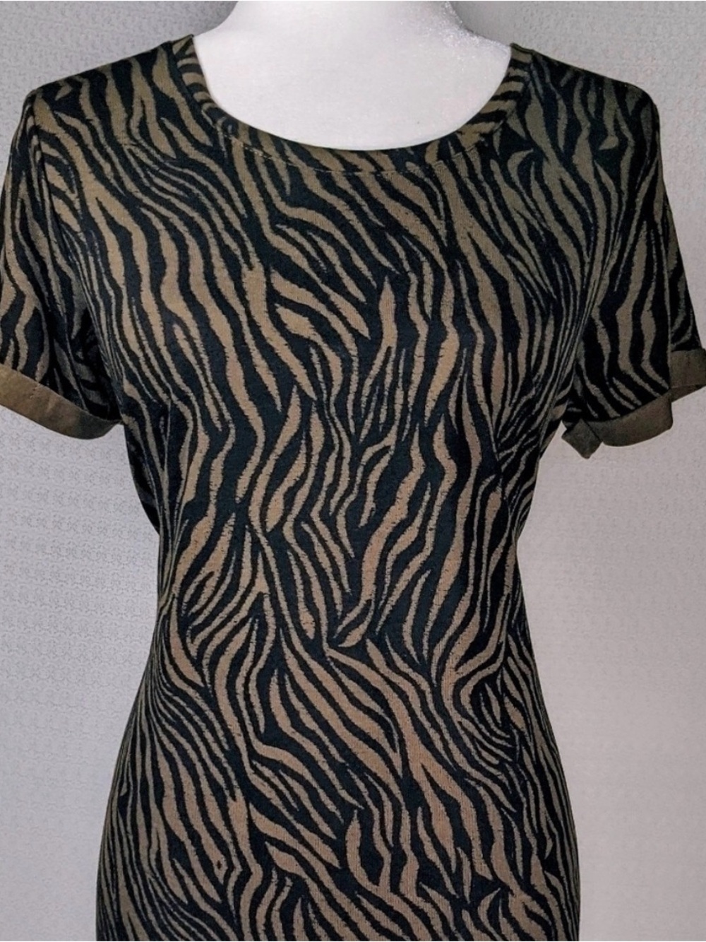 Zebra Stripe Mini Dress in Black & Tan: by Cotton On